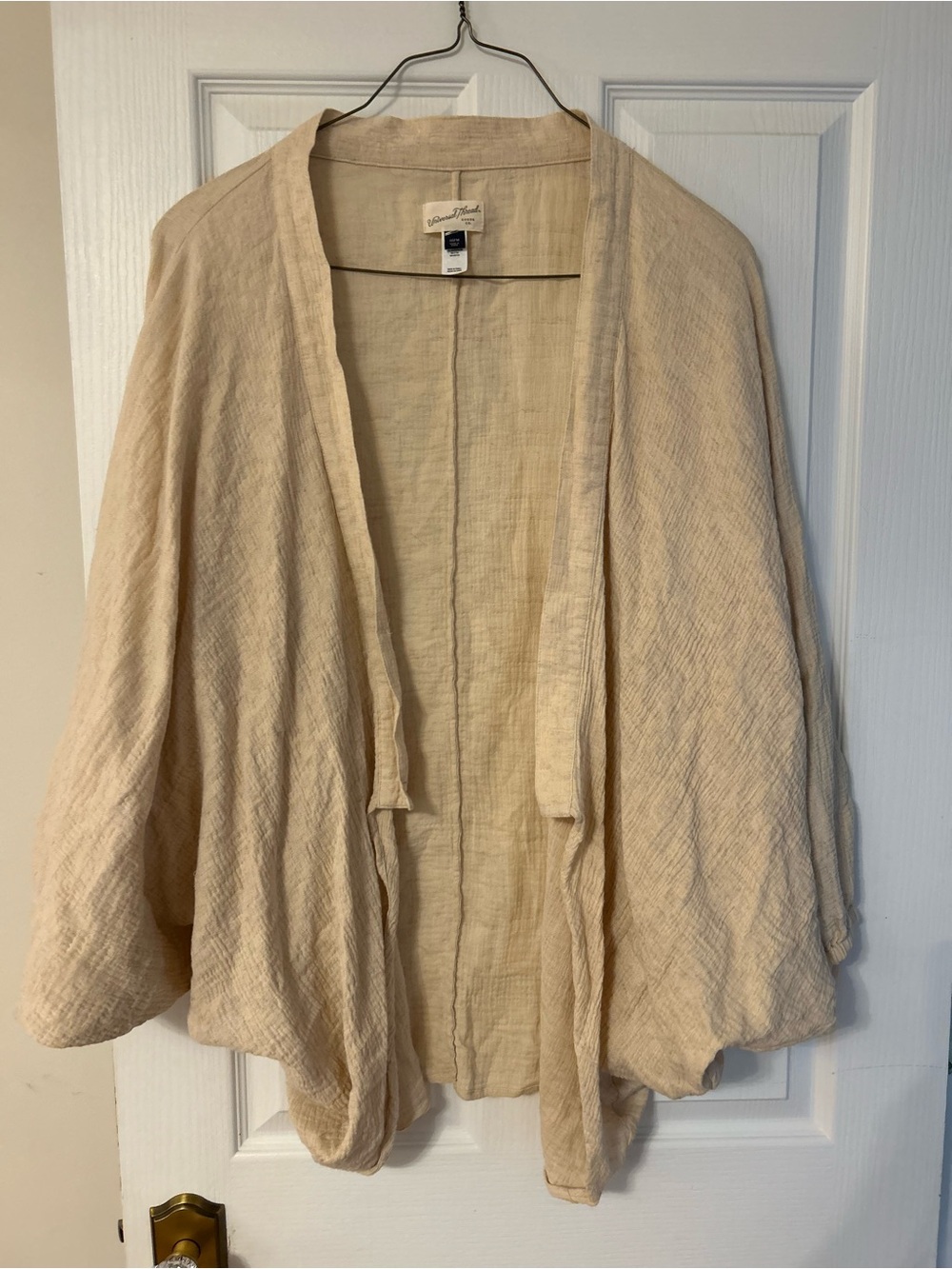 Universal Open Front Cream Cotton-Linen Cardigan